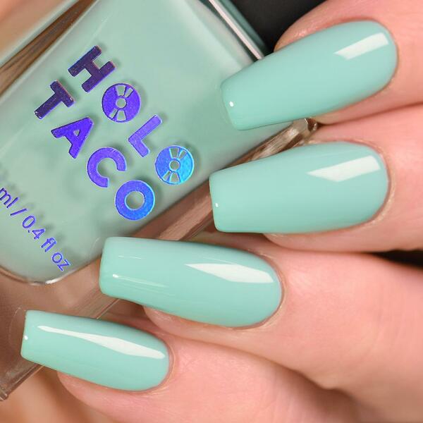 Nail polish swatch / manicure of shade Holo Taco Sea Foam Home