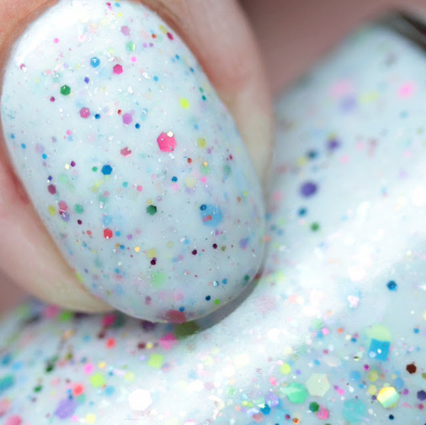 Nail polish swatch / manicure of shade Pretty Beautiful Unlimited Funfetti Rainbow