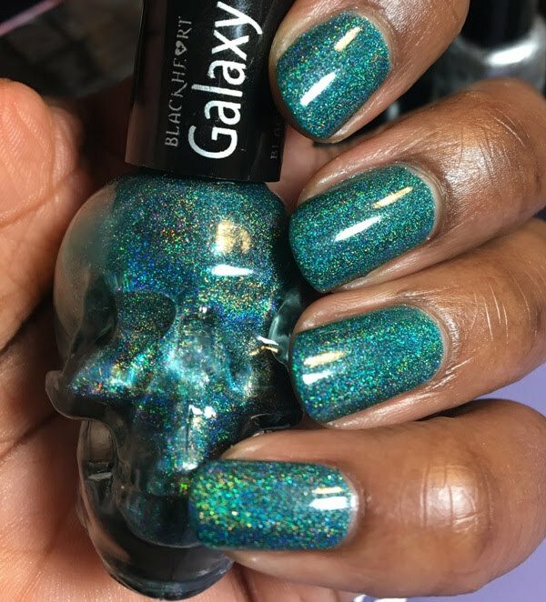 Nail polish swatch / manicure of shade Blackheart Teal Galaxy