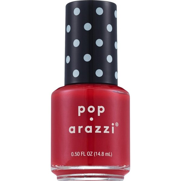 Nail polish swatch / manicure of shade Pop-arazzi Info Red