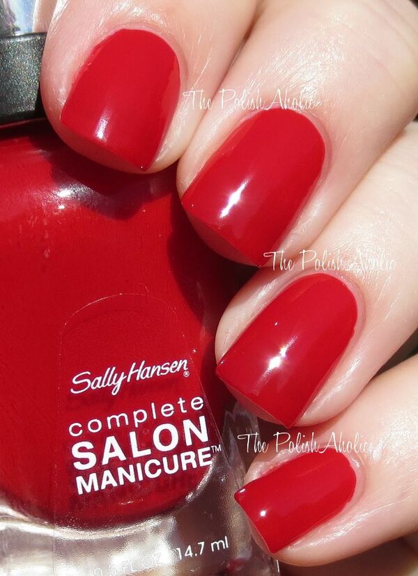 Nail polish swatch / manicure of shade Sally Hansen Red My Lips