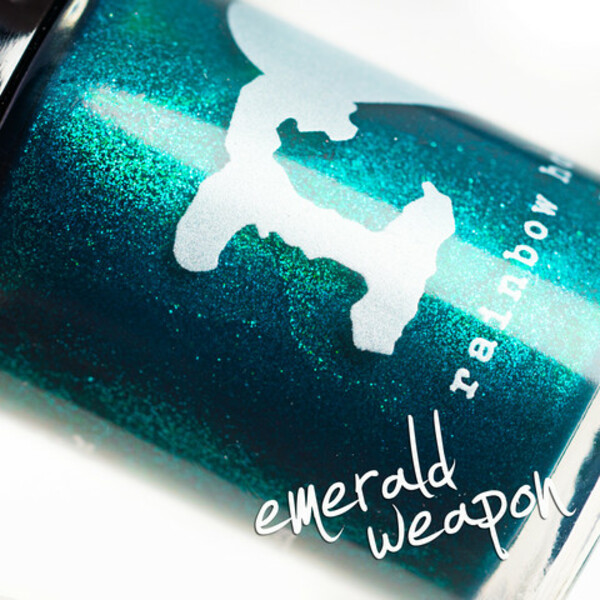 Nail polish swatch / manicure of shade Rainbow Honey Emerald Weapon