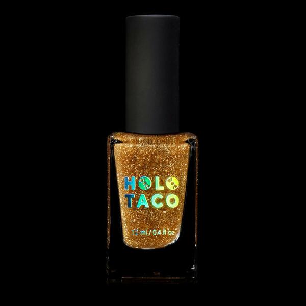 Nail polish swatch / manicure of shade Holo Taco Gold Flake Taco
