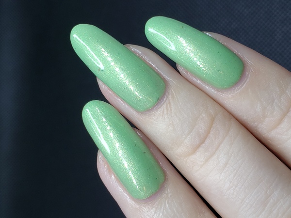 Nail polish swatch / manicure of shade Baby Girl Lacquer Creme De La Peridot