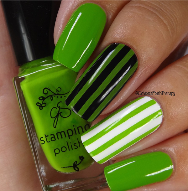 Nail polish swatch / manicure of shade Clear Jelly Stamper Enlighten MINT