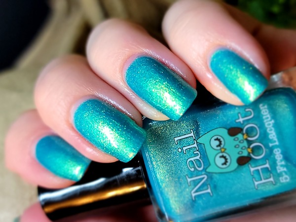 Nail polish swatch / manicure of shade Nail Hoot Glow-Tini
