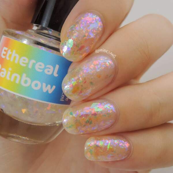 Nail polish swatch / manicure of shade DRK Nails Ethereal Rainbow