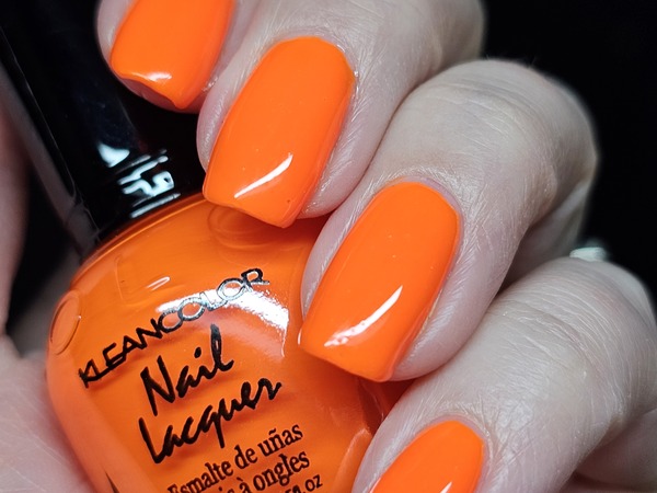 Nail polish swatch / manicure of shade Kleancolor Neon Orange