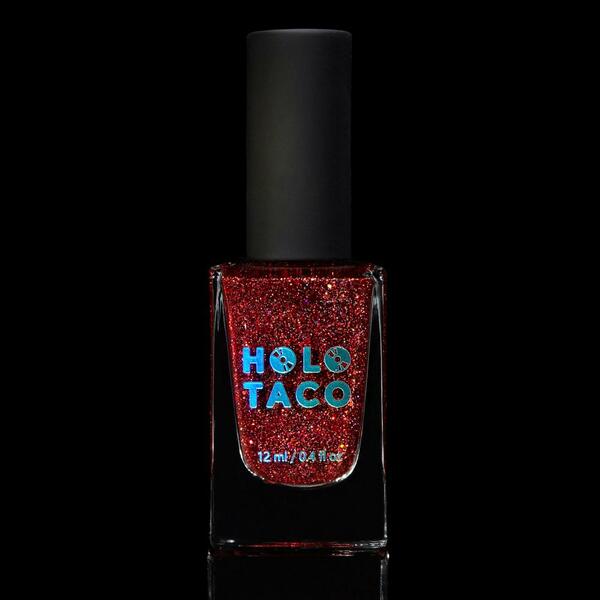 Nail polish swatch / manicure of shade Holo Taco Naughty List