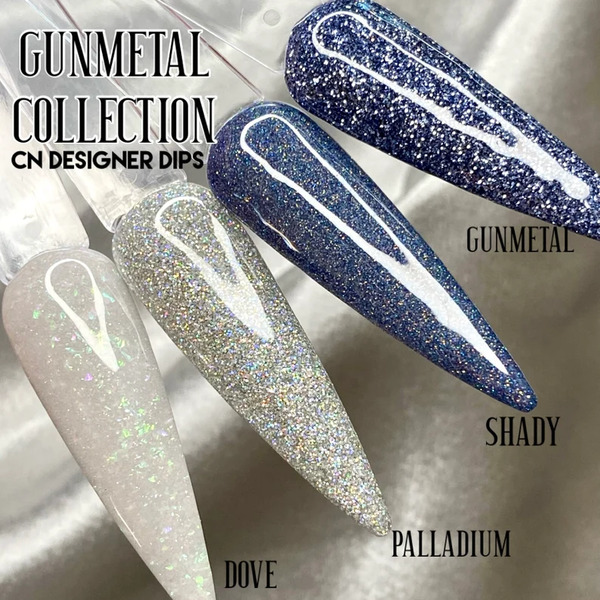 Nail polish swatch / manicure of shade CN Designer Dips Gunmetal