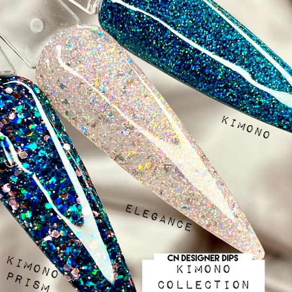 Nail polish swatch / manicure of shade CN Designer Dips Kimono Prism