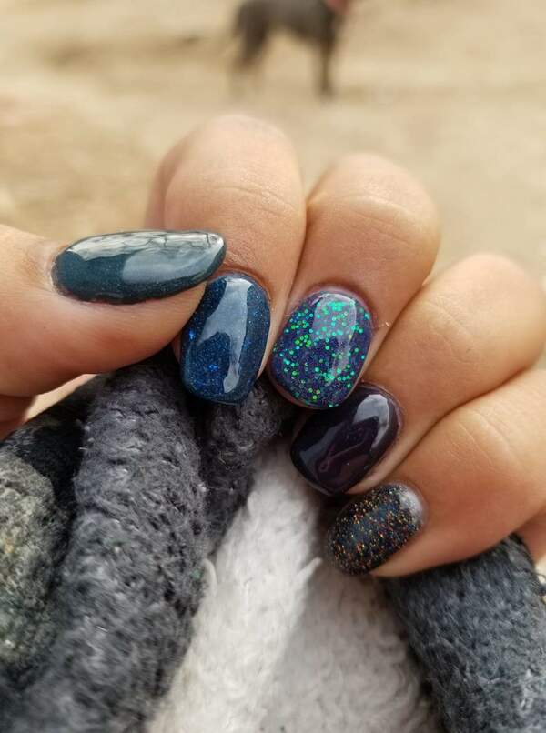 Nail polish swatch / manicure of shade Double Dipp'd Galactica