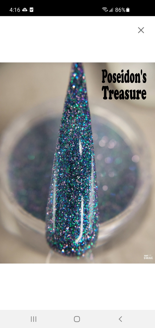 Nail polish swatch / manicure of shade Double Dipp'd Poseidon's Treasure