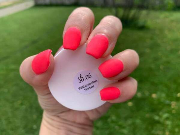 Nail polish swatch / manicure of shade Sparkle and Co. Watermelon Sorbet