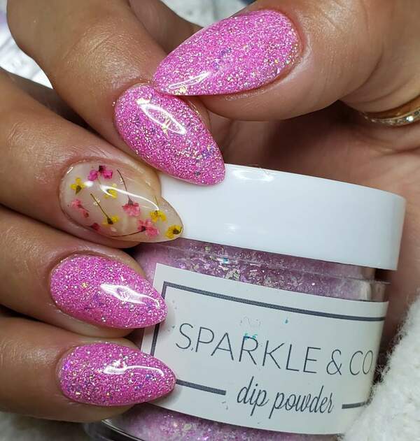 Nail polish swatch / manicure of shade Sparkle and Co. Wildflower About You