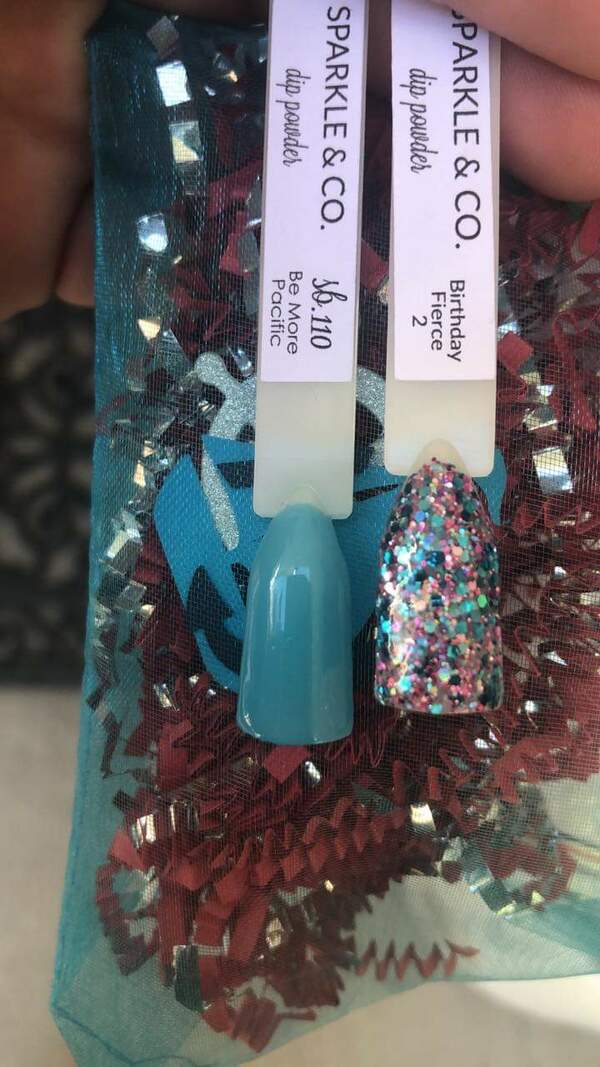 Nail polish swatch / manicure of shade Sparkle and Co. Be More Pacific