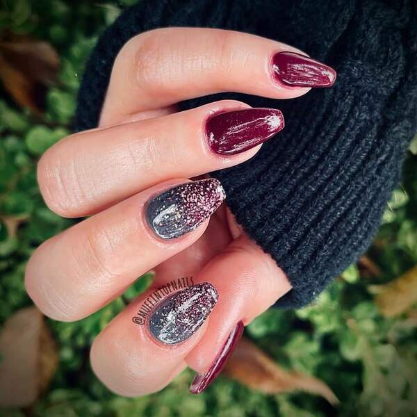 Nail polish swatch / manicure of shade Sparkle and Co. Call Me A Cabernet