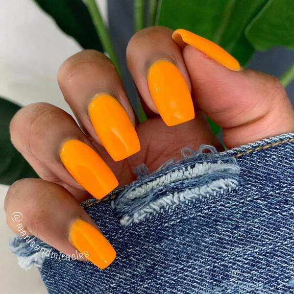 Nail polish swatch / manicure of shade Sparkle and Co. Tangerine Tiki Crush