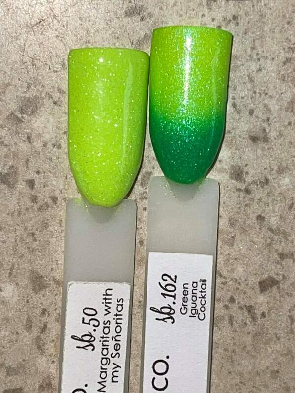 Nail polish swatch / manicure of shade Sparkle and Co. Green Iguana Cocktail