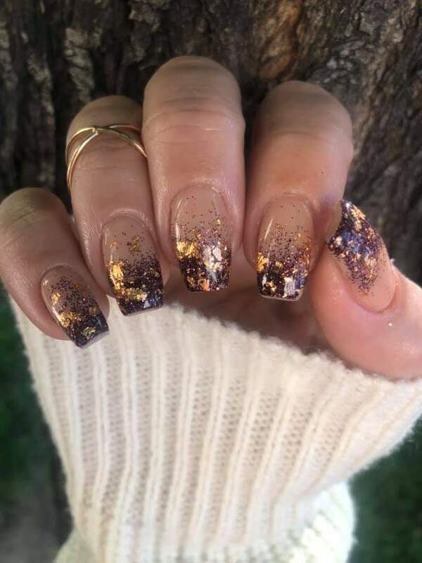 Nail polish swatch / manicure of shade Sparkle and Co. Toasted By the Campfire