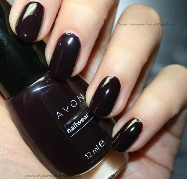 Nail polish swatch / manicure of shade Avon Midnight Plum