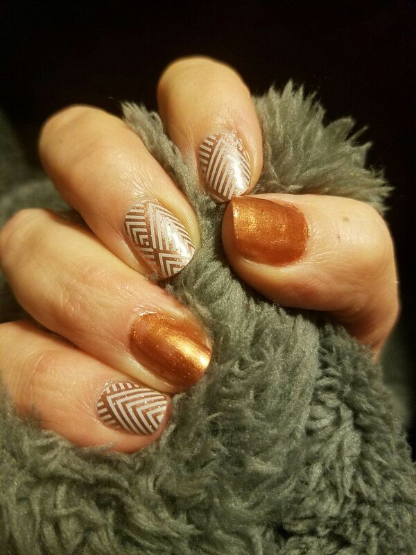 Nail polish swatch / manicure of shade Jamberry Copper Penny