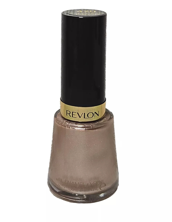 Nail polish swatch / manicure of shade Revlon Copperglaze Platinum