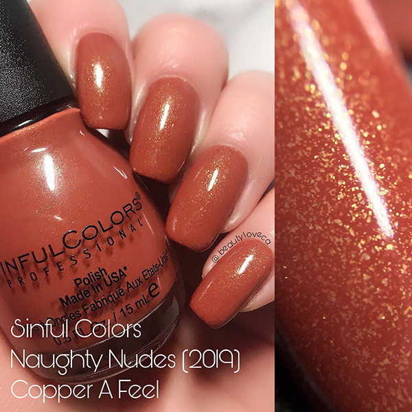 Nail polish swatch / manicure of shade Sinful Colors Copper A Feel