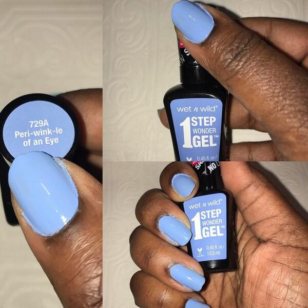 Nail polish swatch / manicure of shade wet n wild Peri-wink-le of an Eye