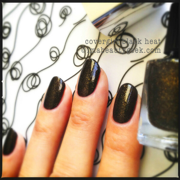 Nail polish swatch / manicure of shade CoverGirl Black heat
