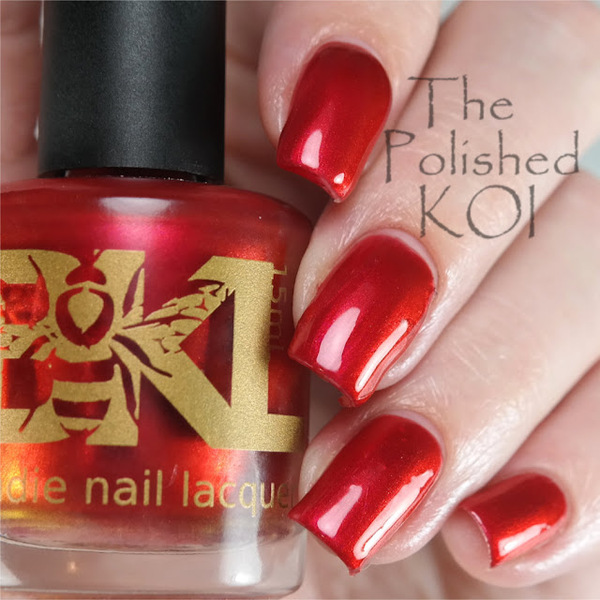 Nail polish swatch / manicure of shade Bee's Knees Lacquer Lady of Flame
