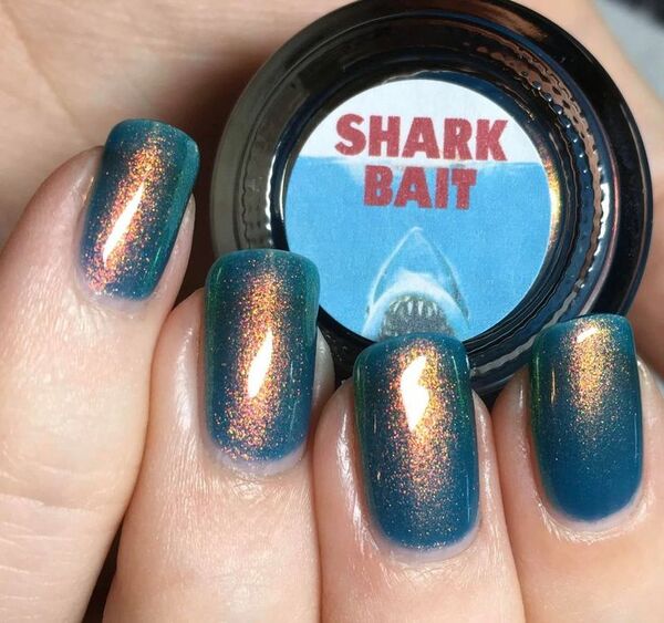 Nail polish swatch / manicure of shade Bee's Knees Lacquer Shark Bate