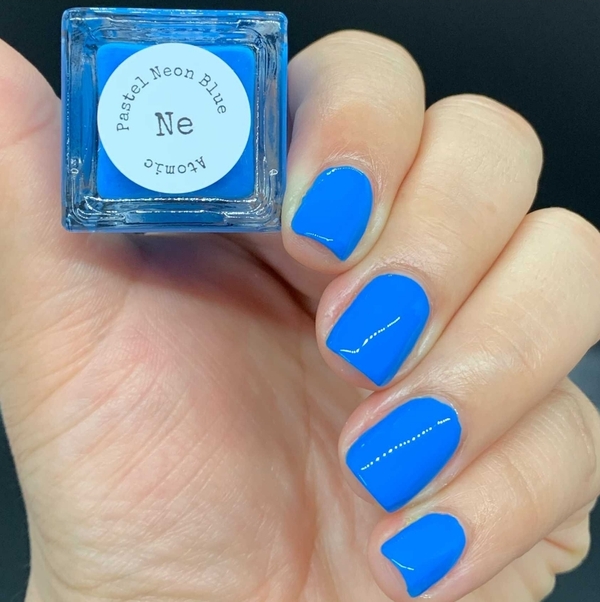 Nail polish swatch / manicure of shade Atomic Polish Pastel Neon Blue