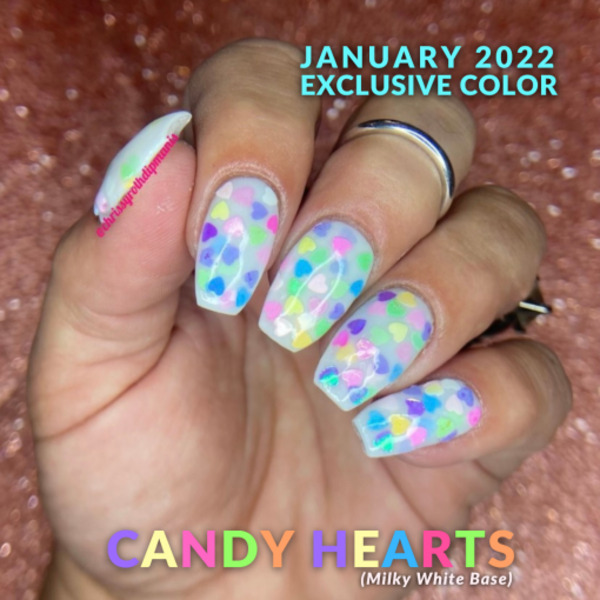 Nail polish swatch / manicure of shade Sparkle and Co. Candy Hearts