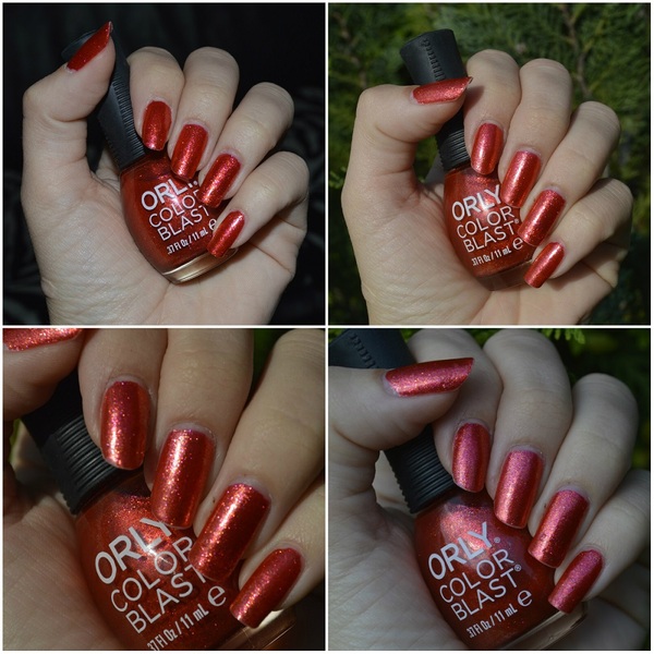 Nail polish swatch / manicure of shade Orly Fiery Red Color Flip