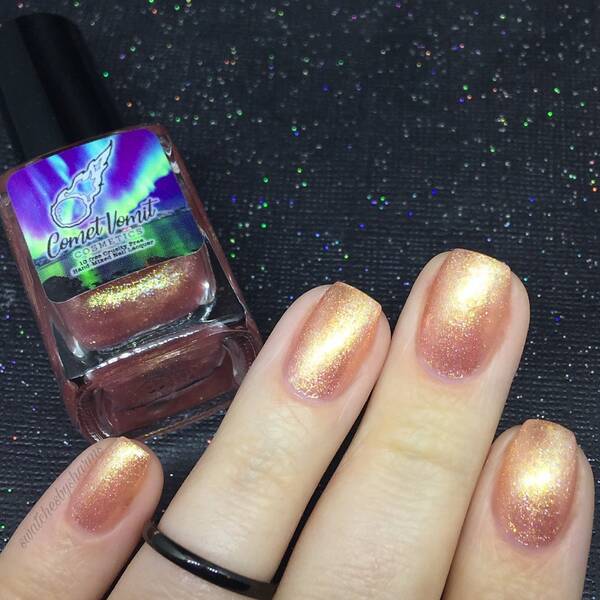 Nail polish swatch / manicure of shade Comet Vomit Comet and Cupid