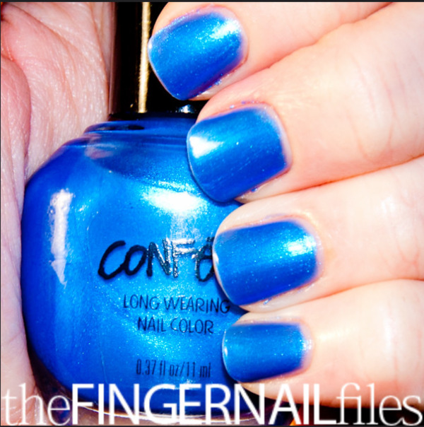 Nail polish swatch / manicure of shade Confetti Blue Bombshell