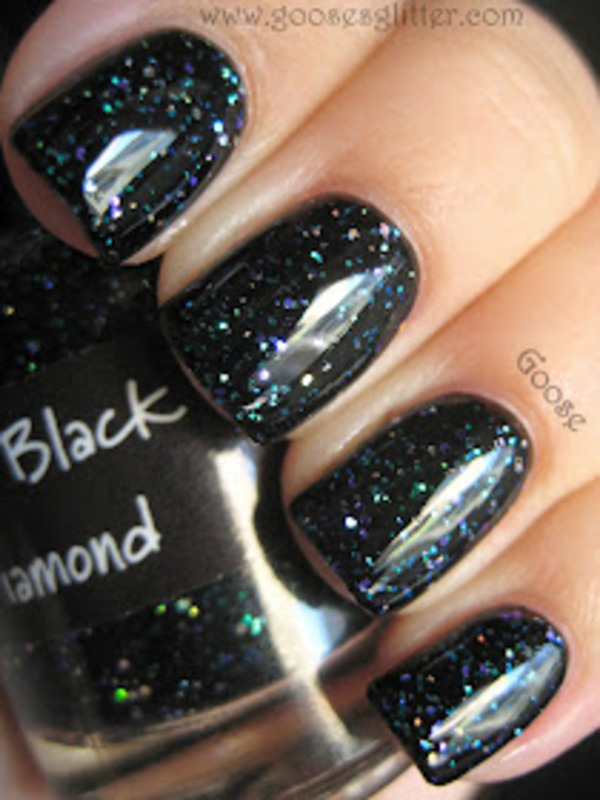 Nail polish swatch / manicure of shade CrowsToes Triple Black Diamond