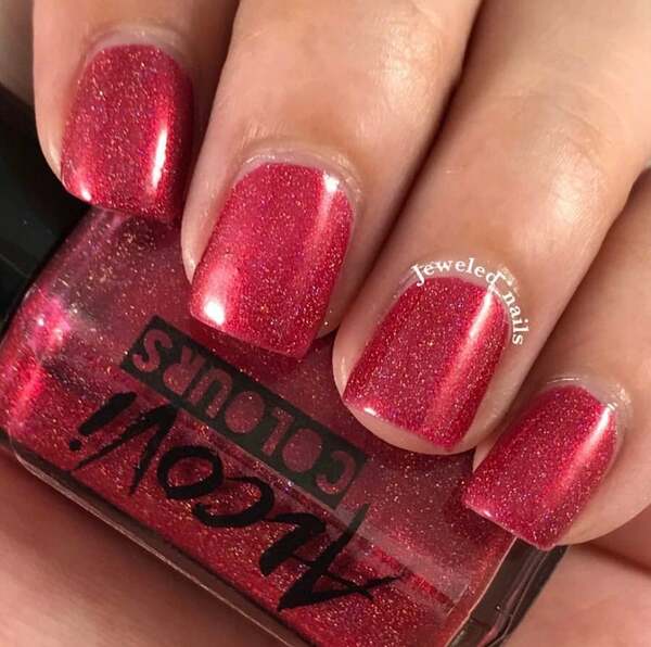 Nail polish swatch / manicure of shade Alcovi Colours Ruby Slipper