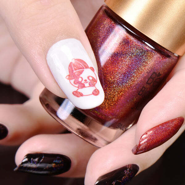 Nail polish swatch / manicure of shade BeautyBigBang Red Holographic