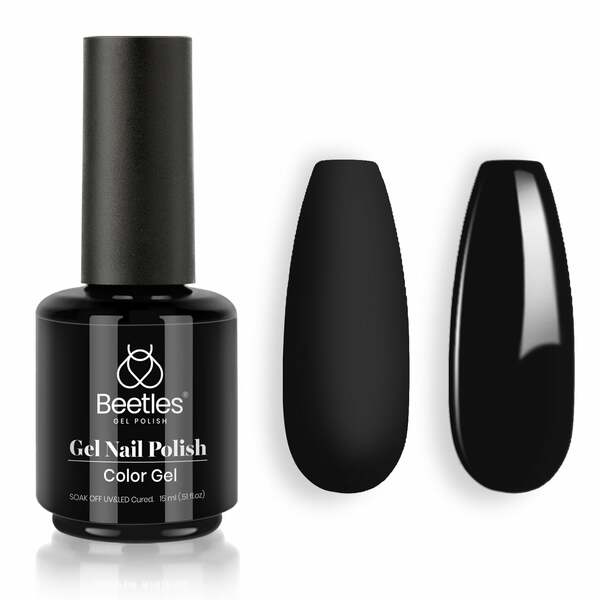 Nail polish swatch / manicure of shade Beetles Audrey Black
