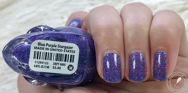 Nail polish swatch / manicure of shade Blackheart Blue Purple Stargazer