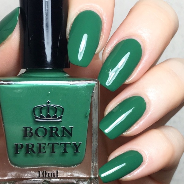 Nail polish swatch / manicure of shade Born Pretty Dark Green