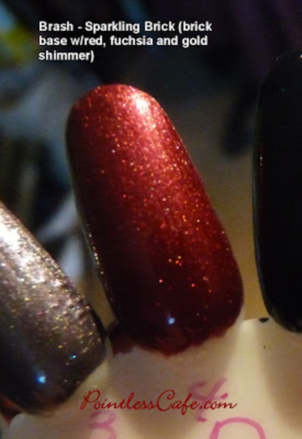 Nail polish swatch / manicure of shade Brash Sparkling Brick