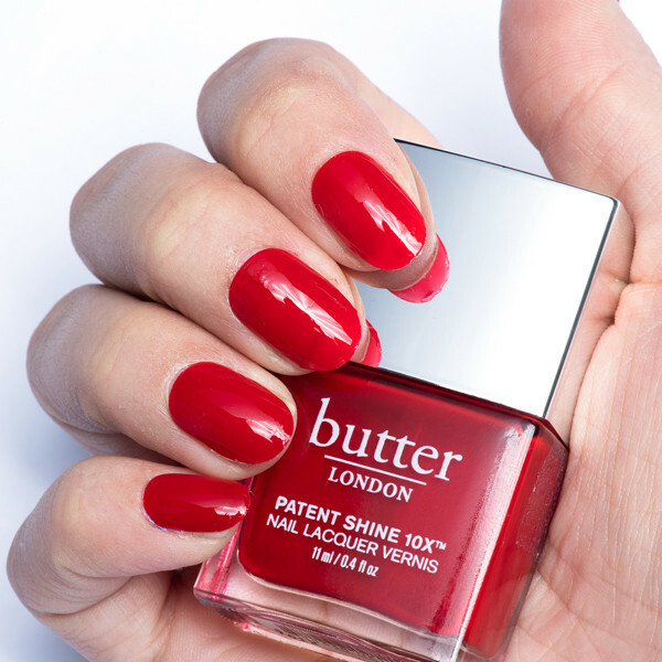 Nail polish swatch / manicure of shade butter London Her Majesty's Red