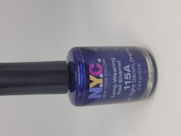 Nail polish swatch / manicure of shade NYC Skin Tight Denim Creme