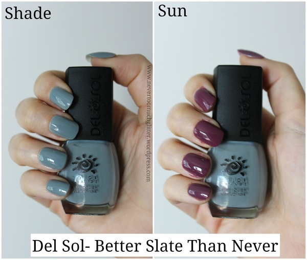 Nail polish swatch / manicure of shade Del Sol Better Slate Than Never