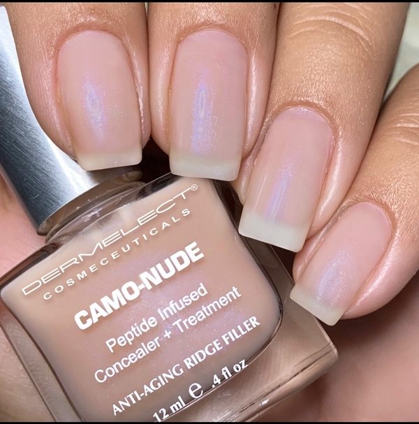 Nail polish swatch / manicure of shade Dermelect Camo-Nude
