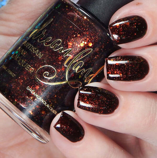 Nail polish swatch / manicure of shade Dreamland Lacquer Vampire-Only Laughing, Guillermo