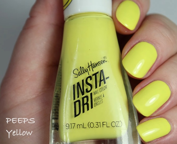 Nail polish swatch / manicure of shade Sally Hansen PEEPS Yellow